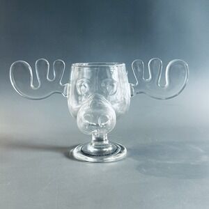 National‎ Lampoon's Glass Moose Mug Christmas Vacation Moose Reindeer Head Clear